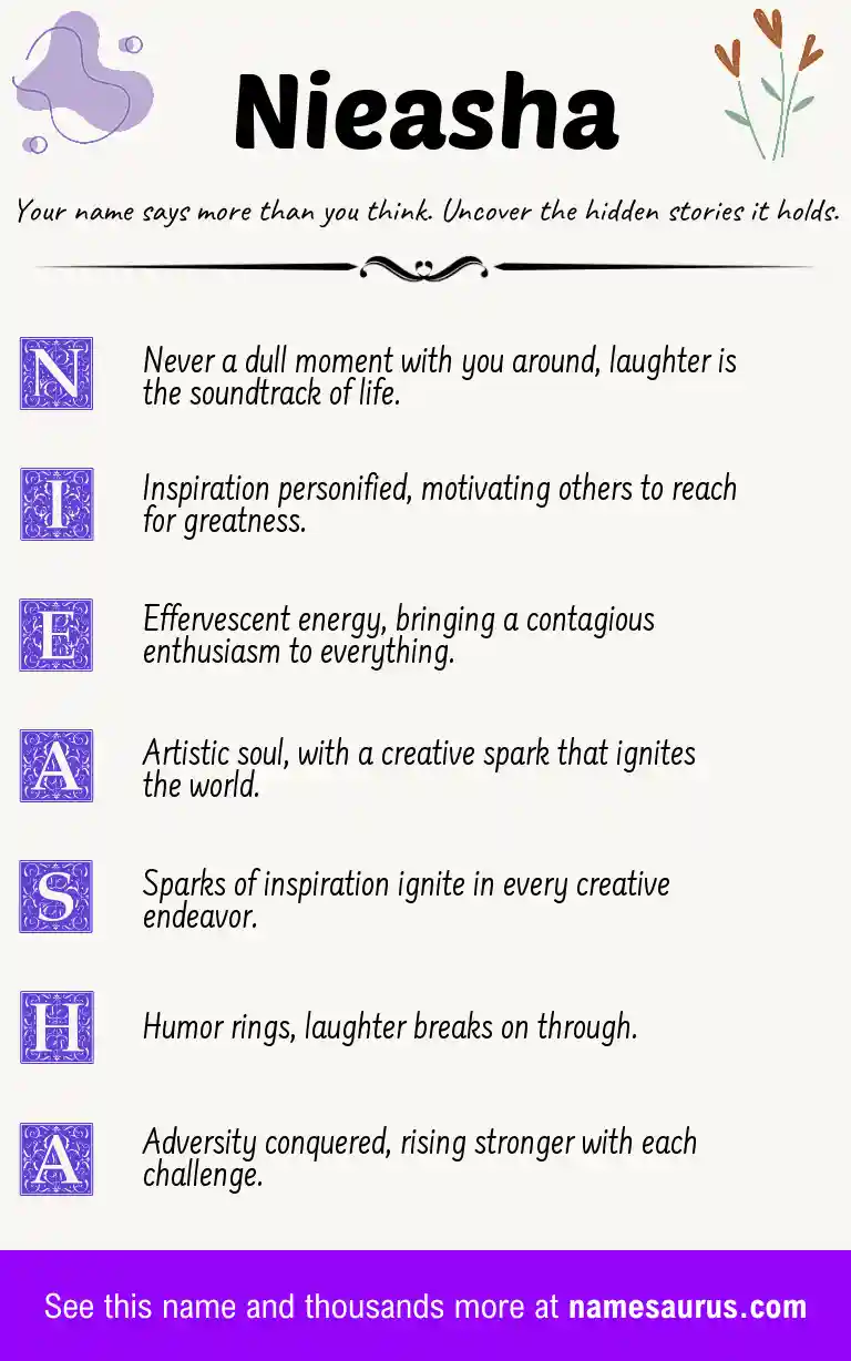 Acrostic poem about Nieasha.