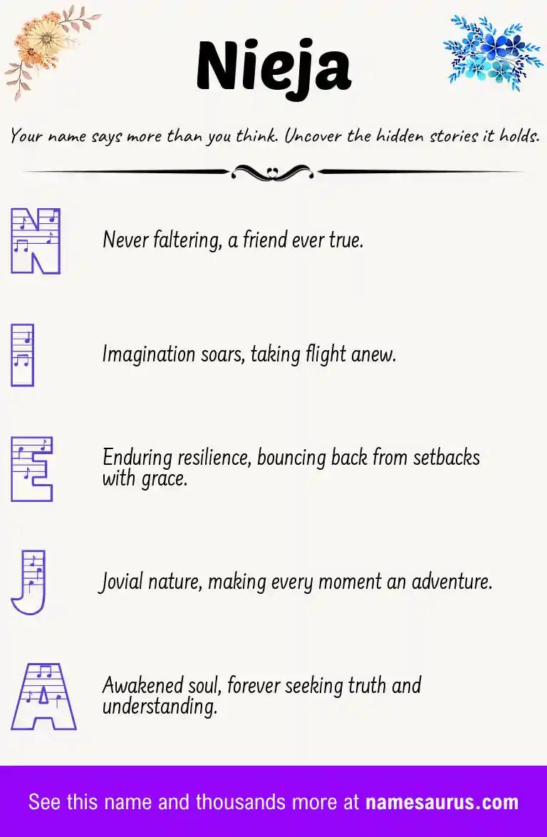 Acrostic poem about Nieja.