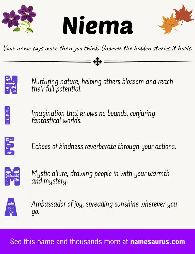 Acrostic poem about Niema.