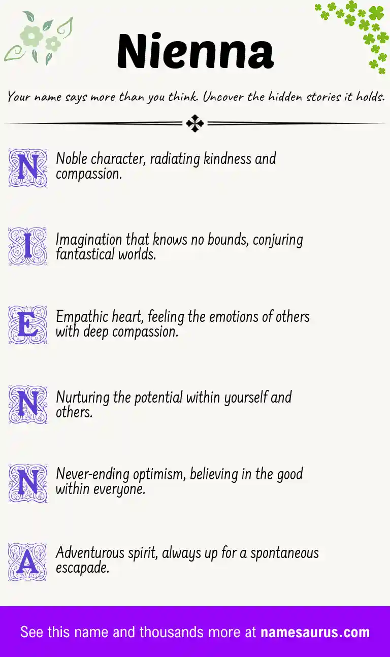 Acrostic poem about Nienna.