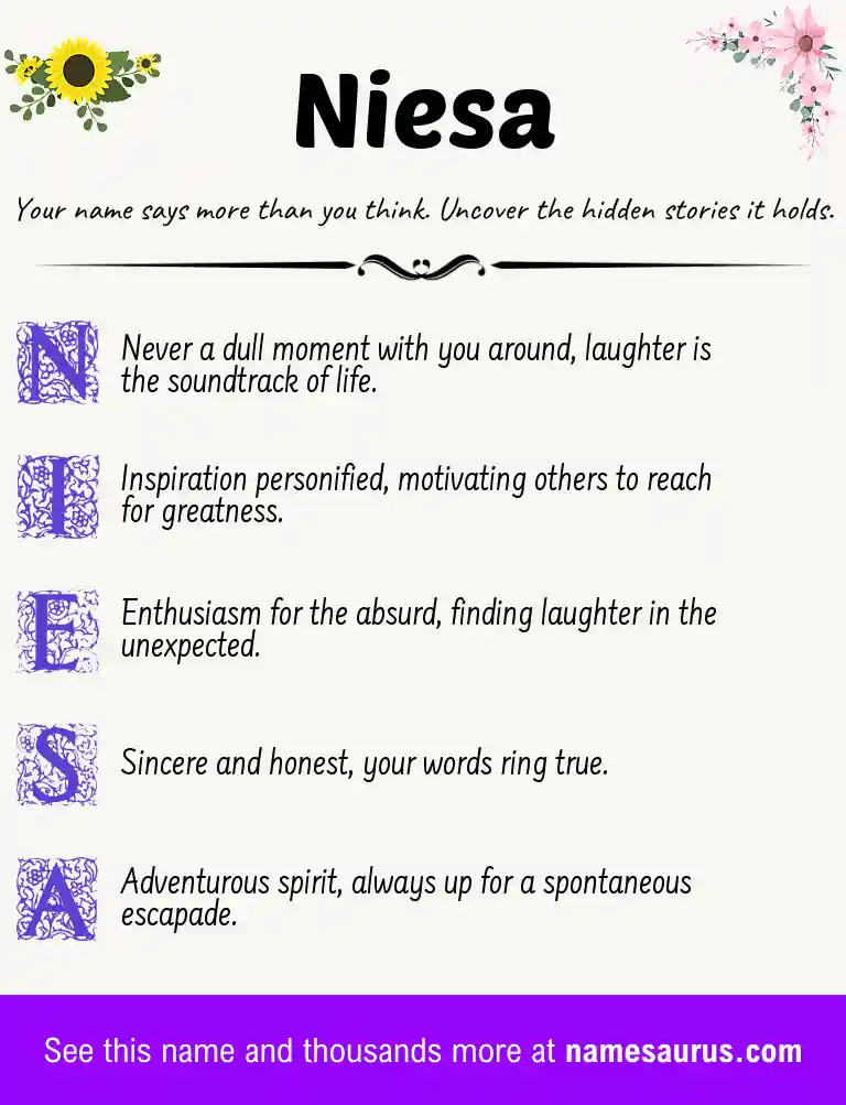 Acrostic poem about Niesa.