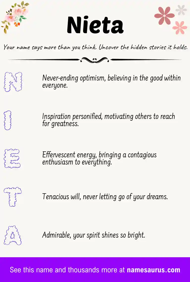 Acrostic poem about Nieta.