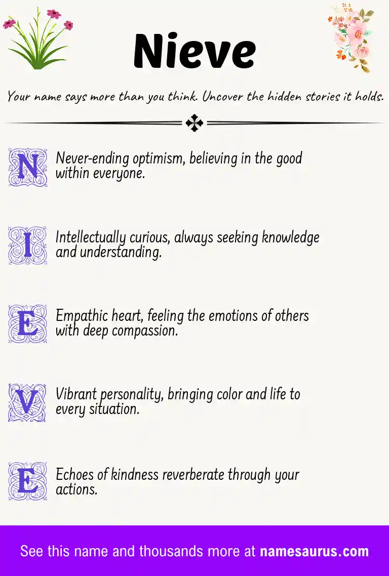 Acrostic poem about Nieve.