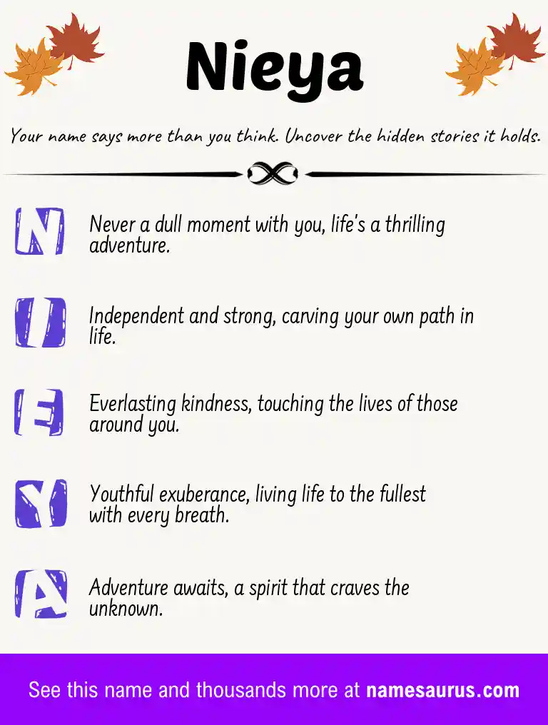 Acrostic poem about Nieya.
