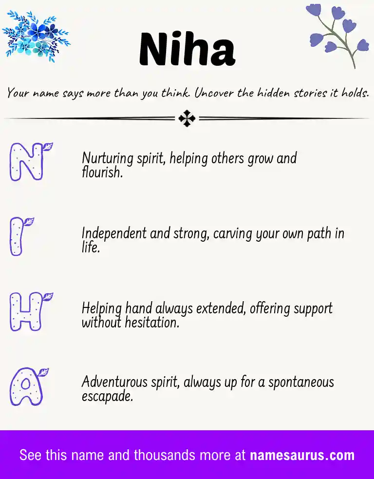 Acrostic poem about Niha.