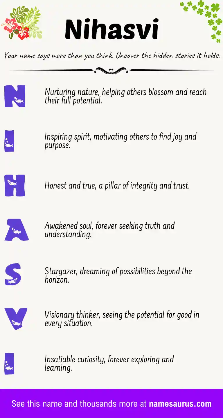 Acrostic poem about Nihasvi.