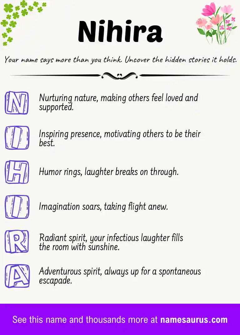 Acrostic poem about Nihira.