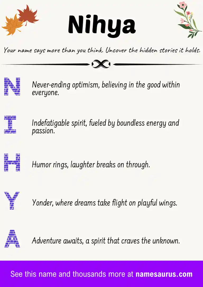 Acrostic poem about Nihya.