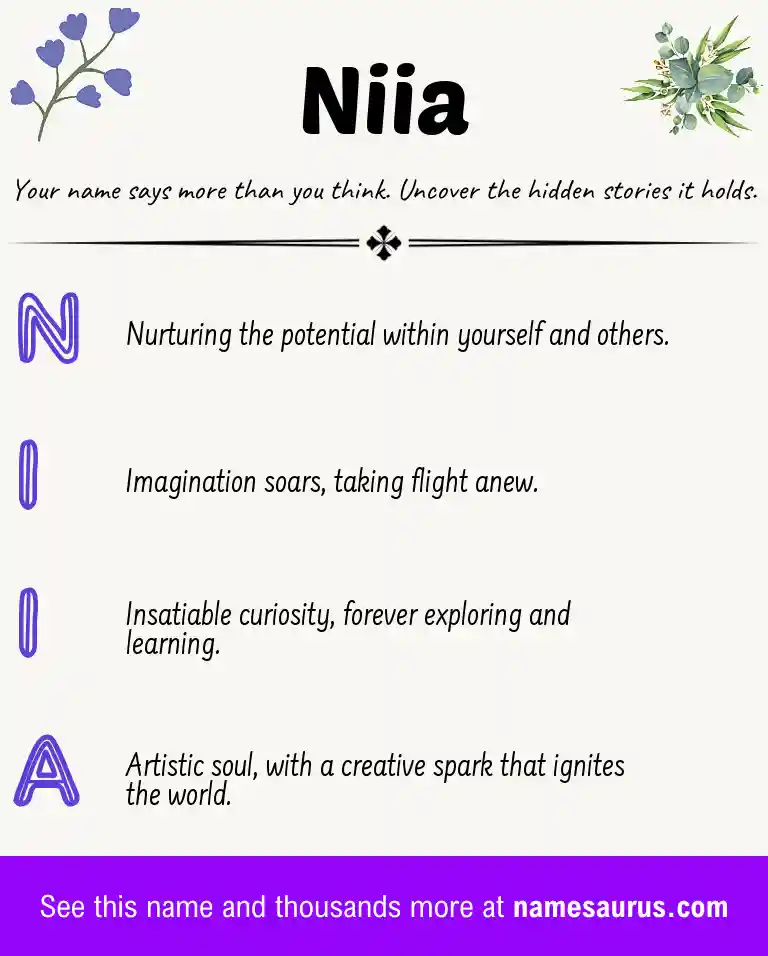 Acrostic poem about Niia.
