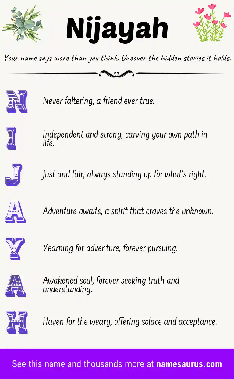 Acrostic poem about Nijayah.