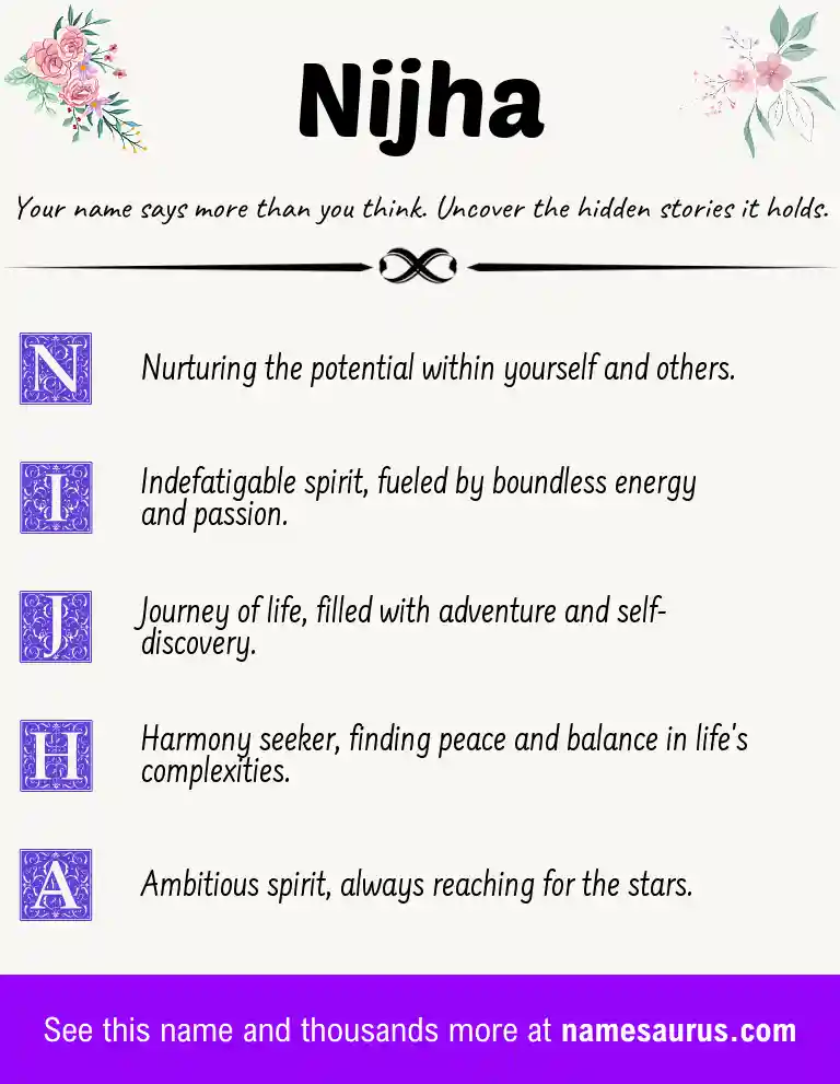 Acrostic poem about Nijha.