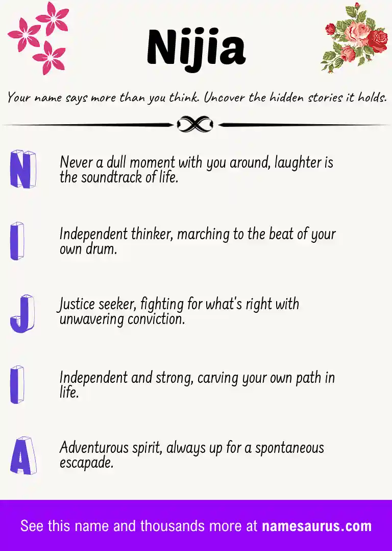 Acrostic poem about Nijia.
