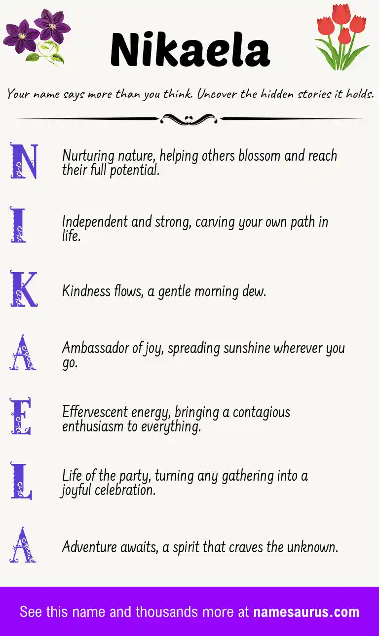 Acrostic poem about Nikaela.