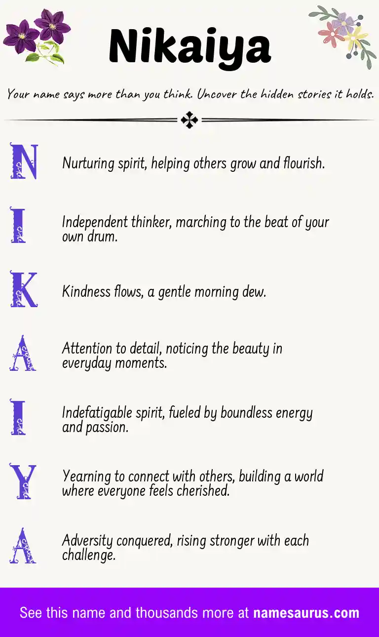 Acrostic poem about Nikaiya.