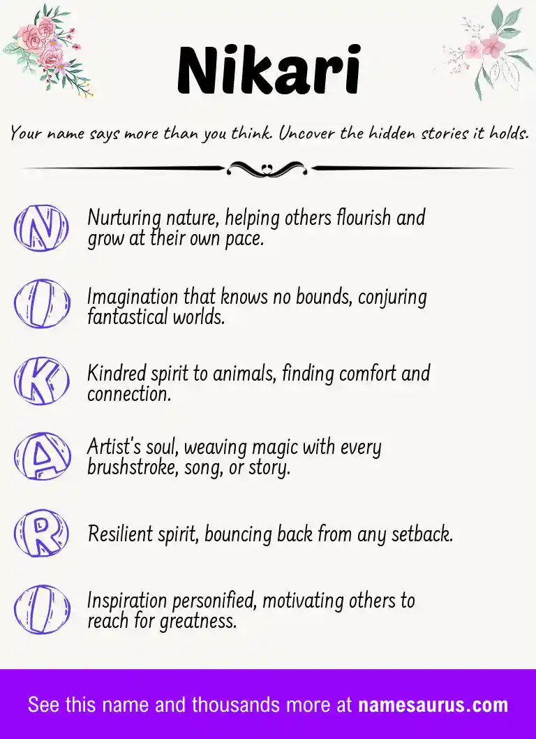 Acrostic poem about Nikari.
