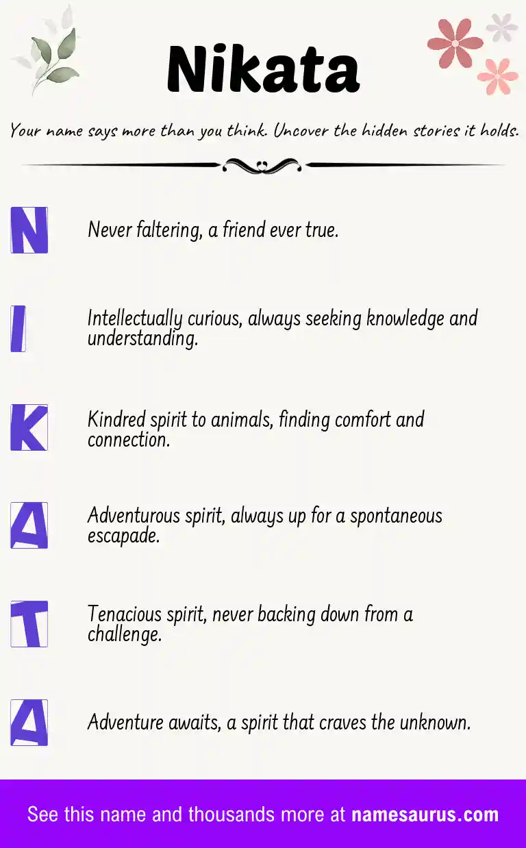 Acrostic poem about Nikata.