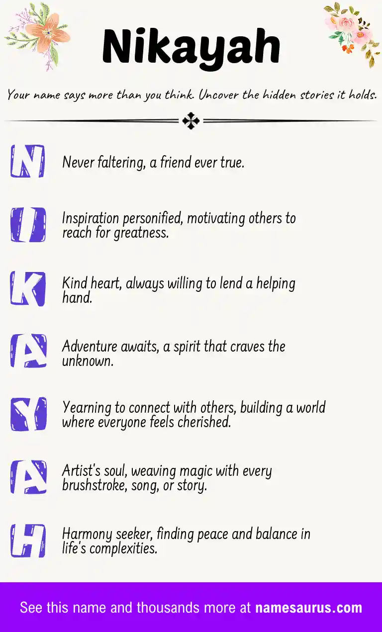 Acrostic poem about Nikayah.