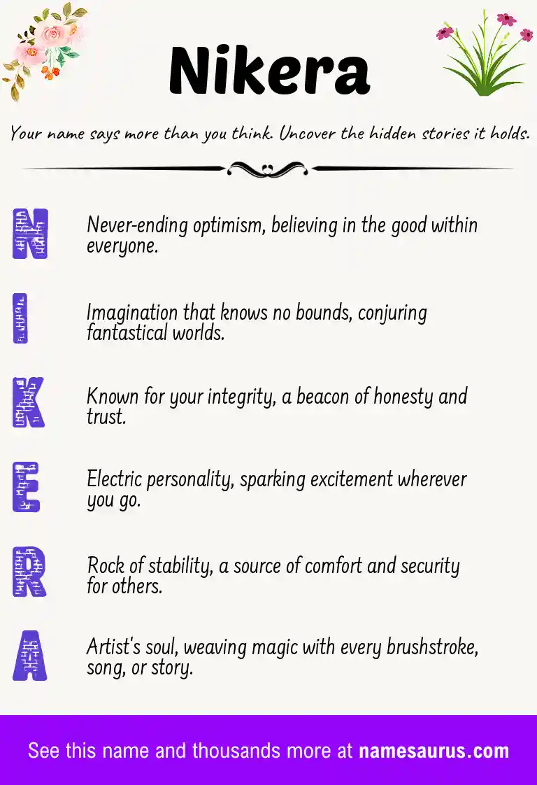 Acrostic poem about Nikera.