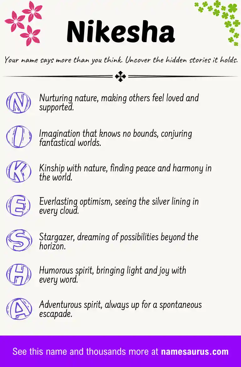 Acrostic poem about Nikesha.