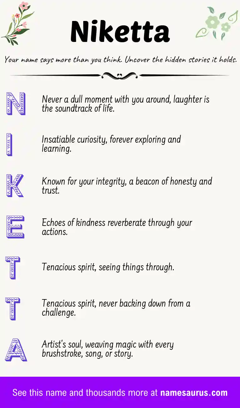 Acrostic poem about Niketta.