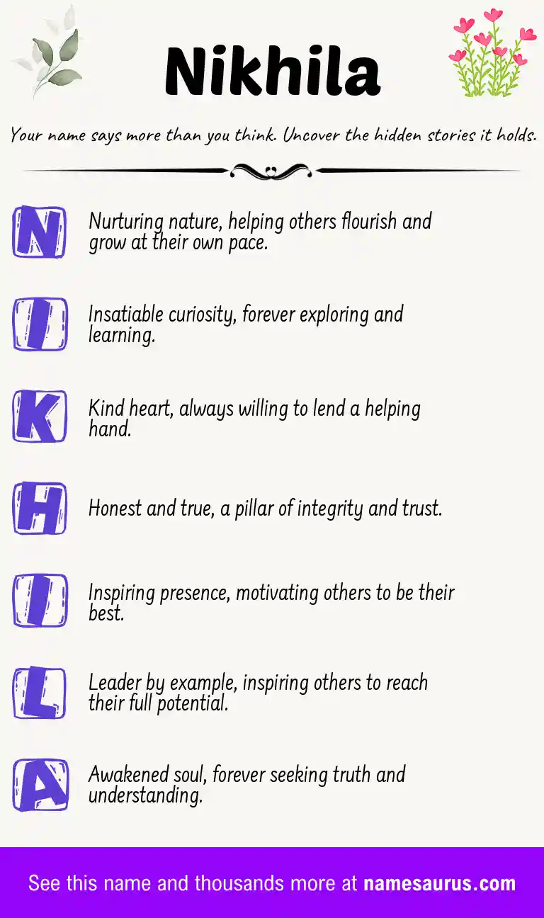 Acrostic poem about Nikhila.