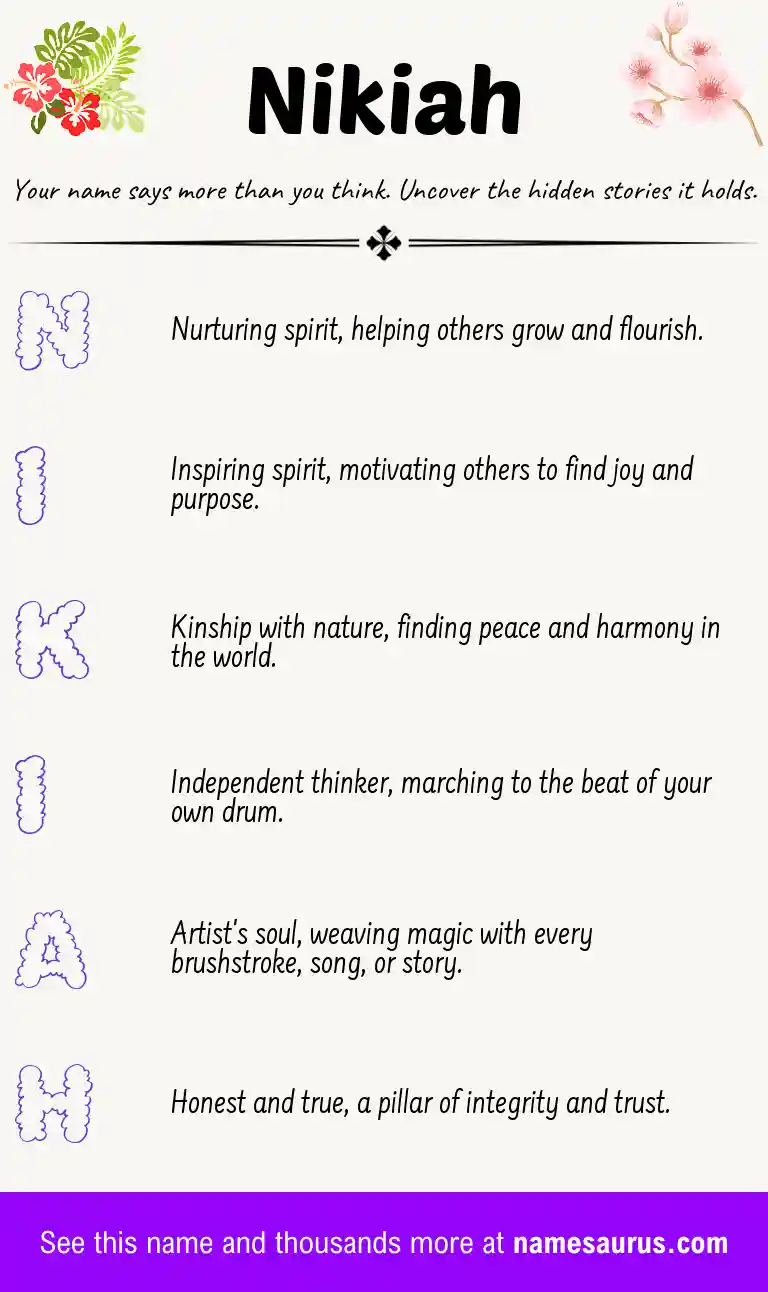 Acrostic poem about Nikiah.