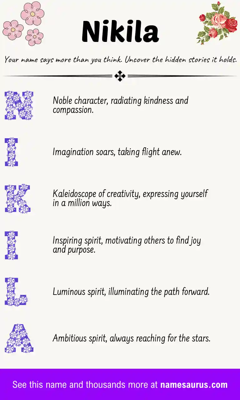 Acrostic poem about Nikila.