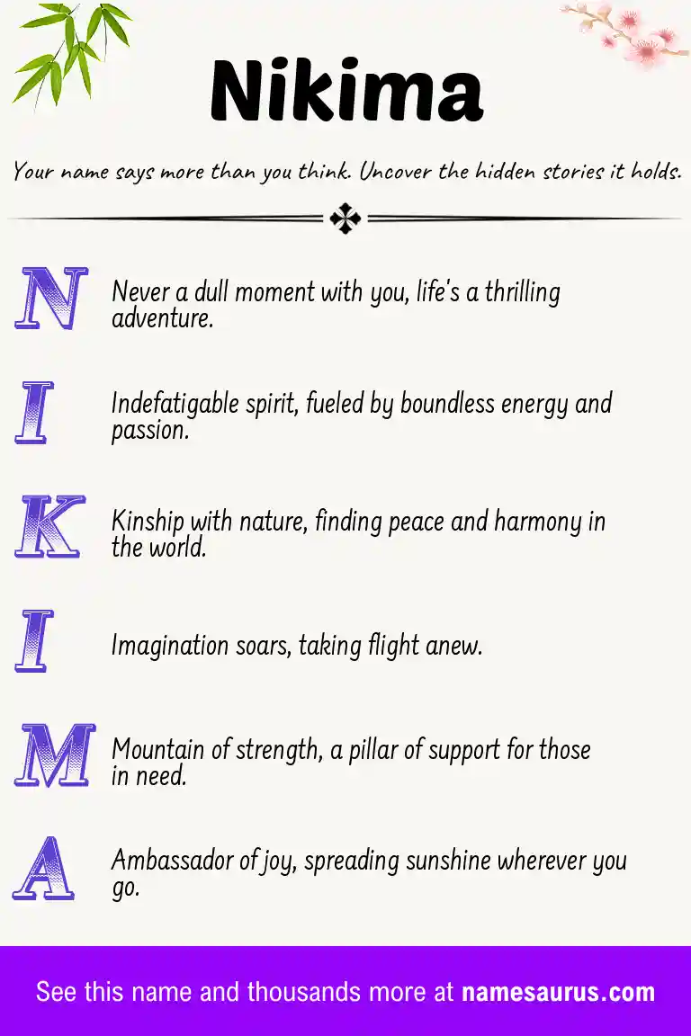 Acrostic poem about Nikima.
