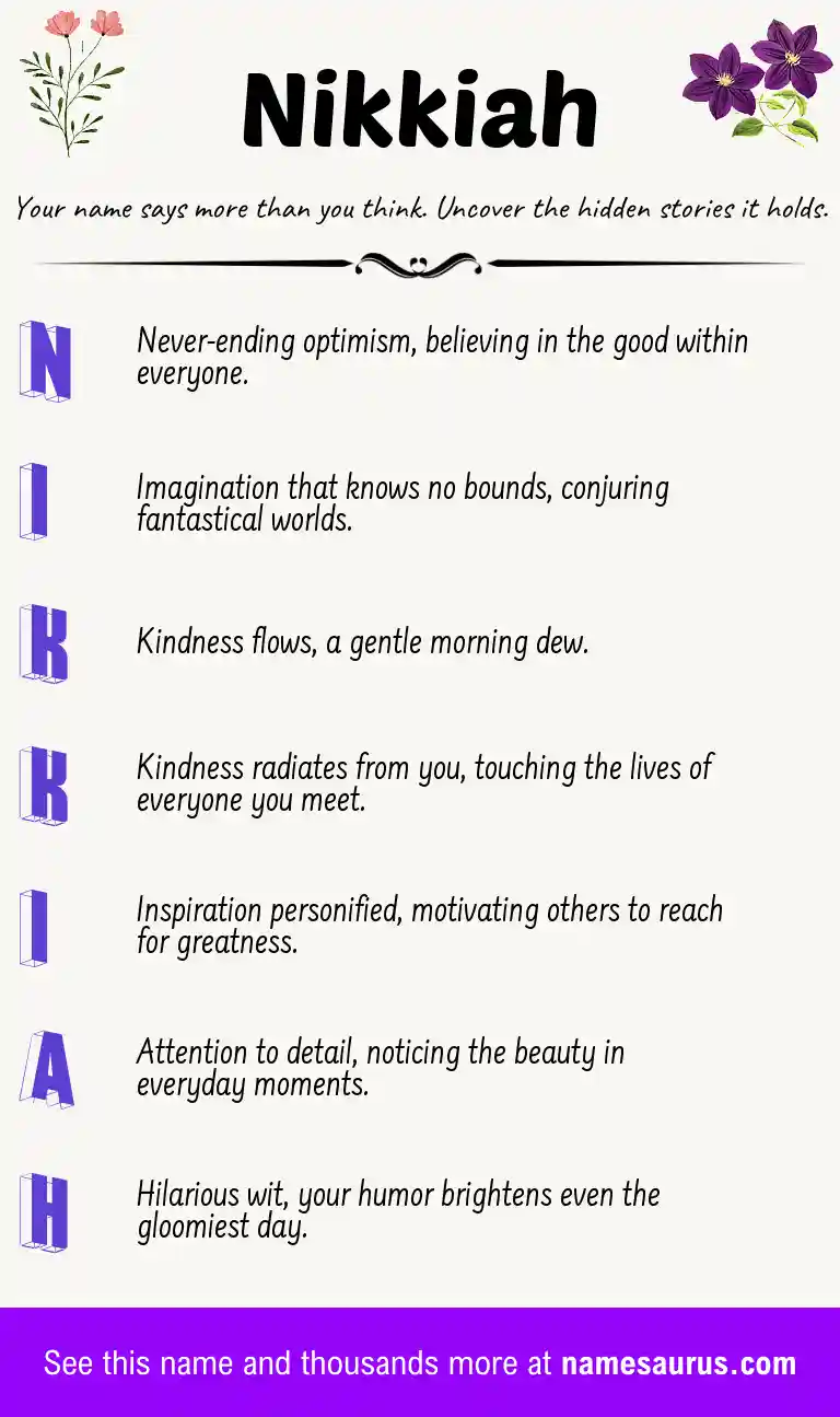 Acrostic poem about Nikkiah.