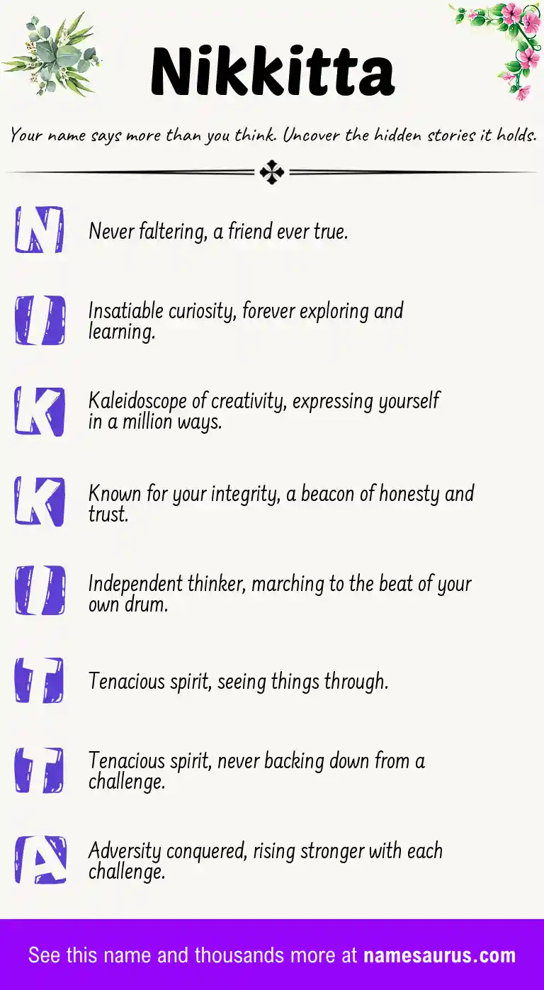 Acrostic poem about Nikkitta.