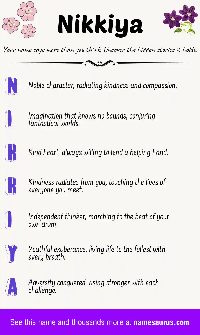 Acrostic poem about Nikkiya.