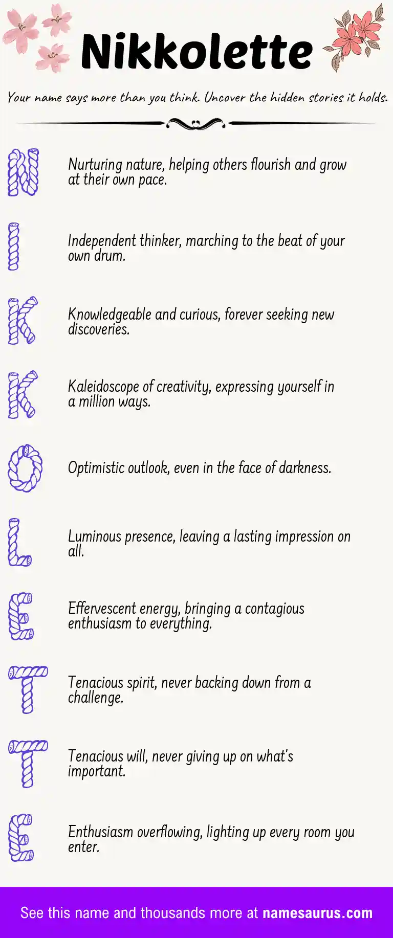 Acrostic poem about Nikkolette.