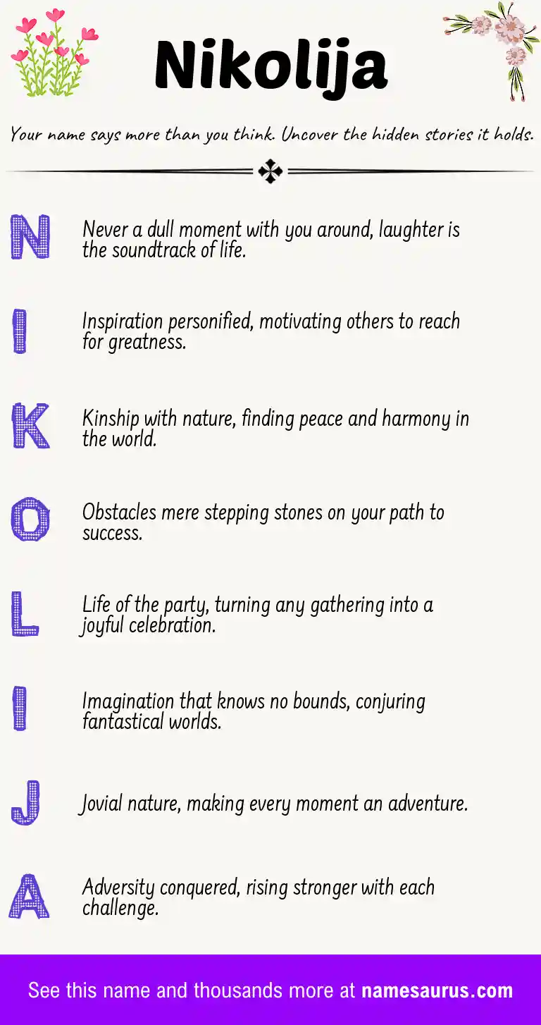 Acrostic poem about Nikolija.
