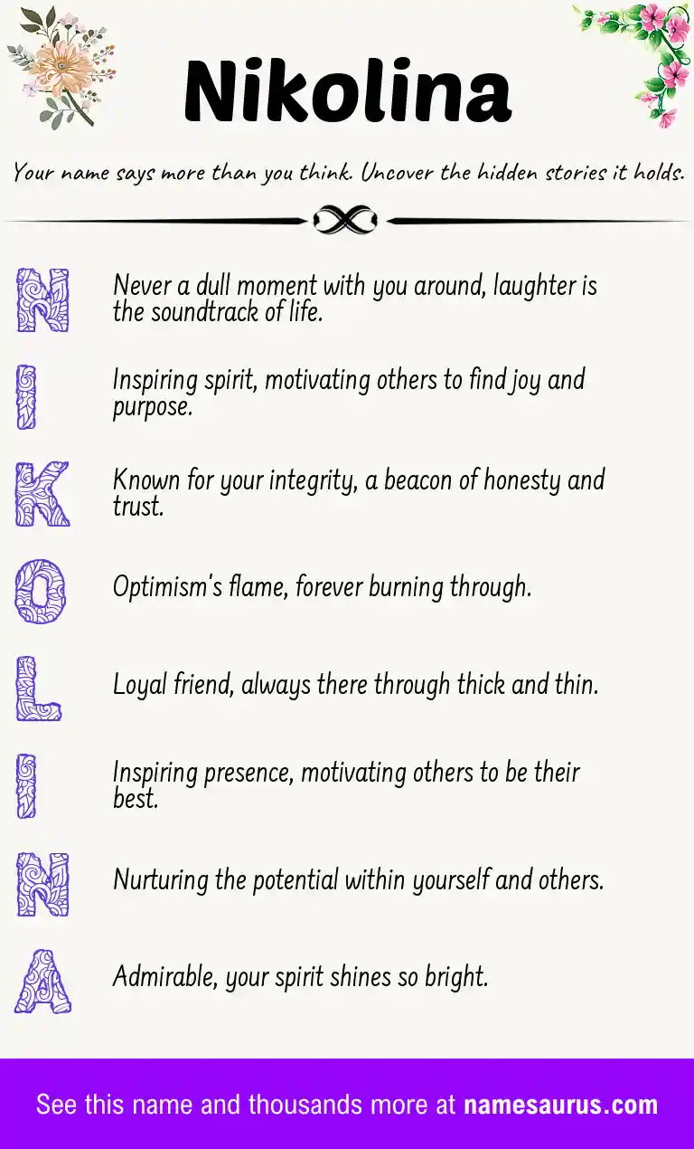 Acrostic poem about Nikolina.