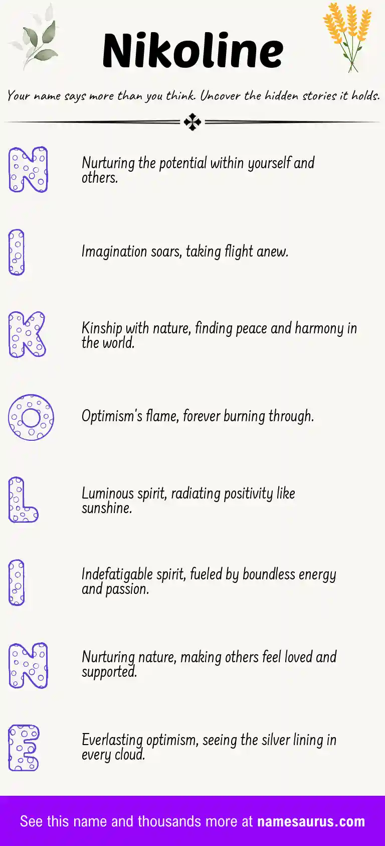 Acrostic poem about Nikoline.
