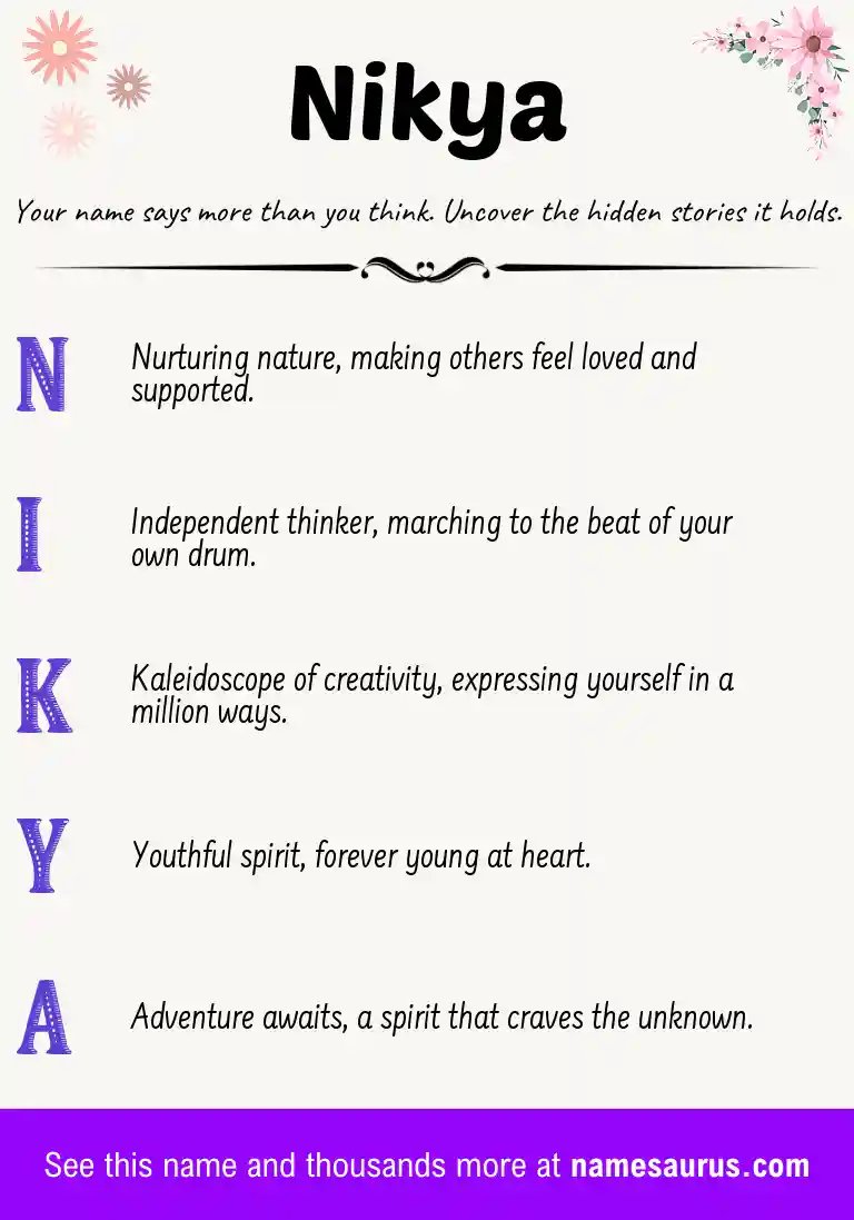 Acrostic poem about Nikya.