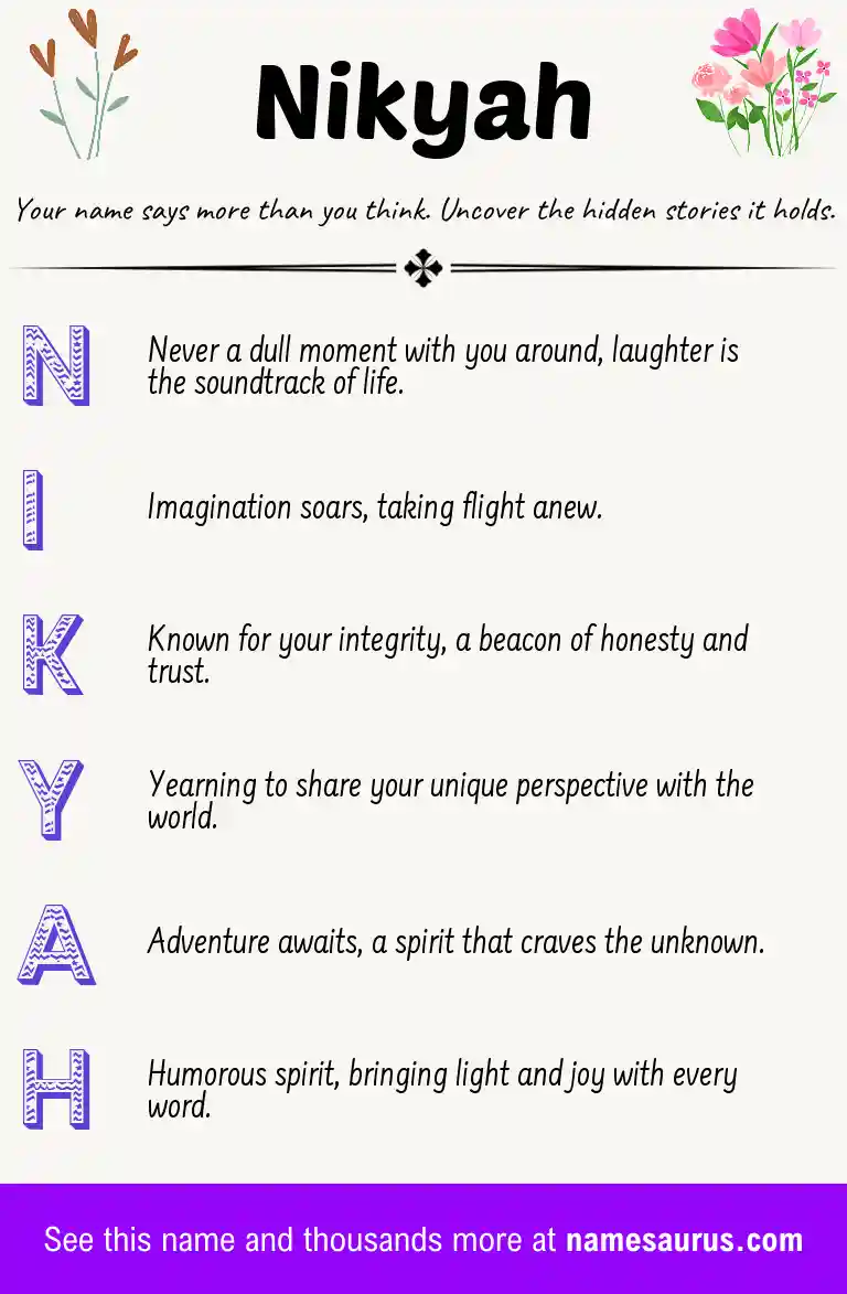 Acrostic poem about Nikyah.