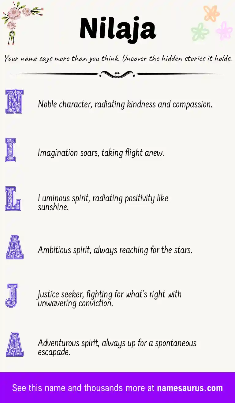 Acrostic poem about Nilaja.