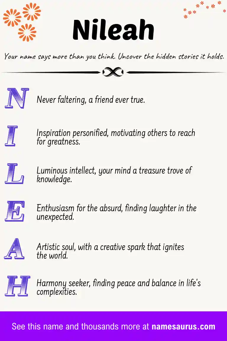 Acrostic poem about Nileah.