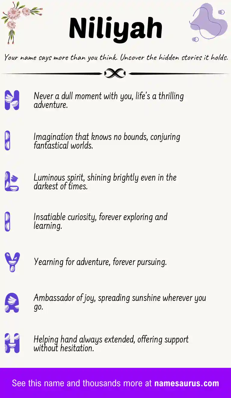 Acrostic poem about Niliyah.