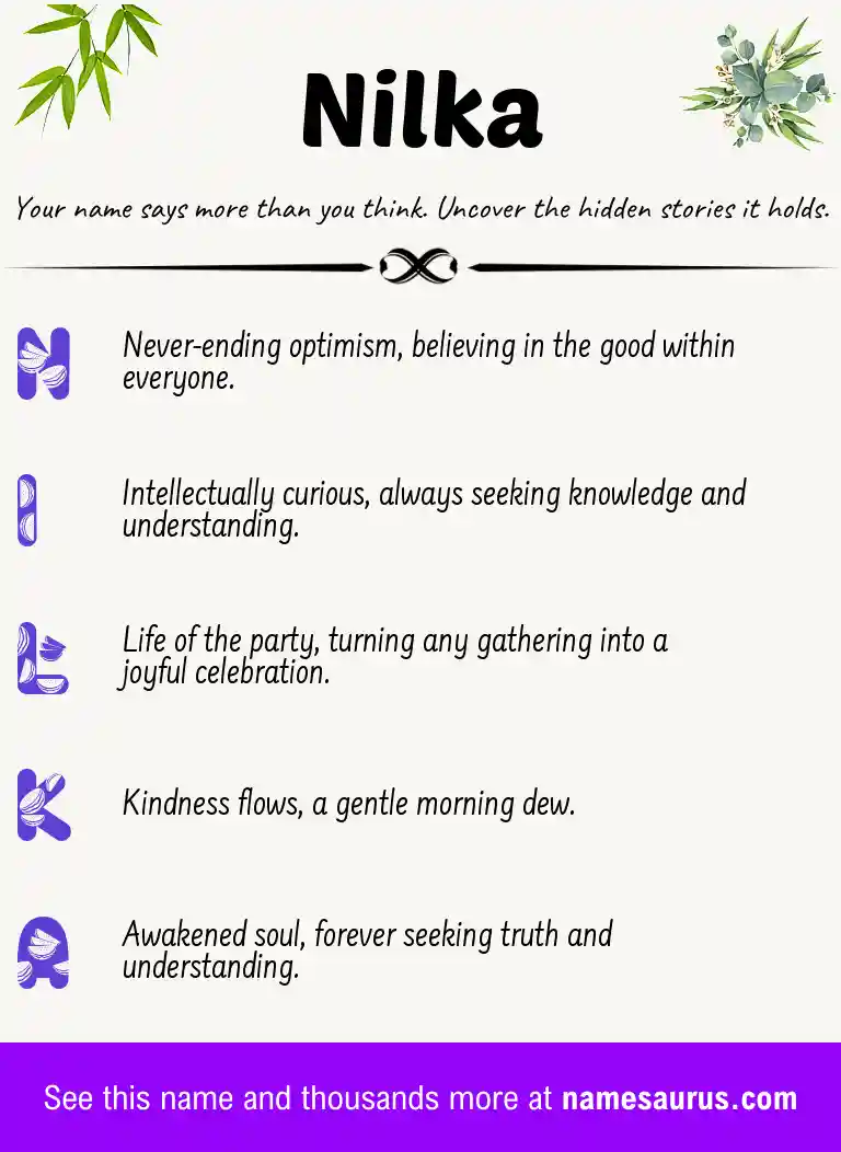Acrostic poem about Nilka.