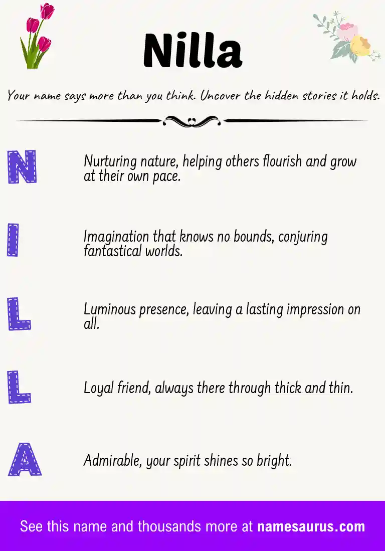 Acrostic poem about Nilla.