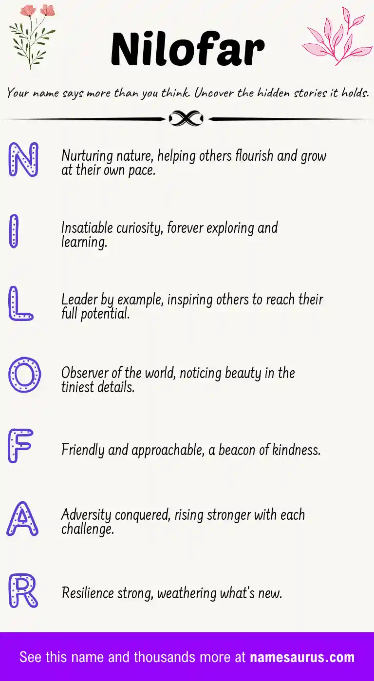 Acrostic poem about Nilofar.