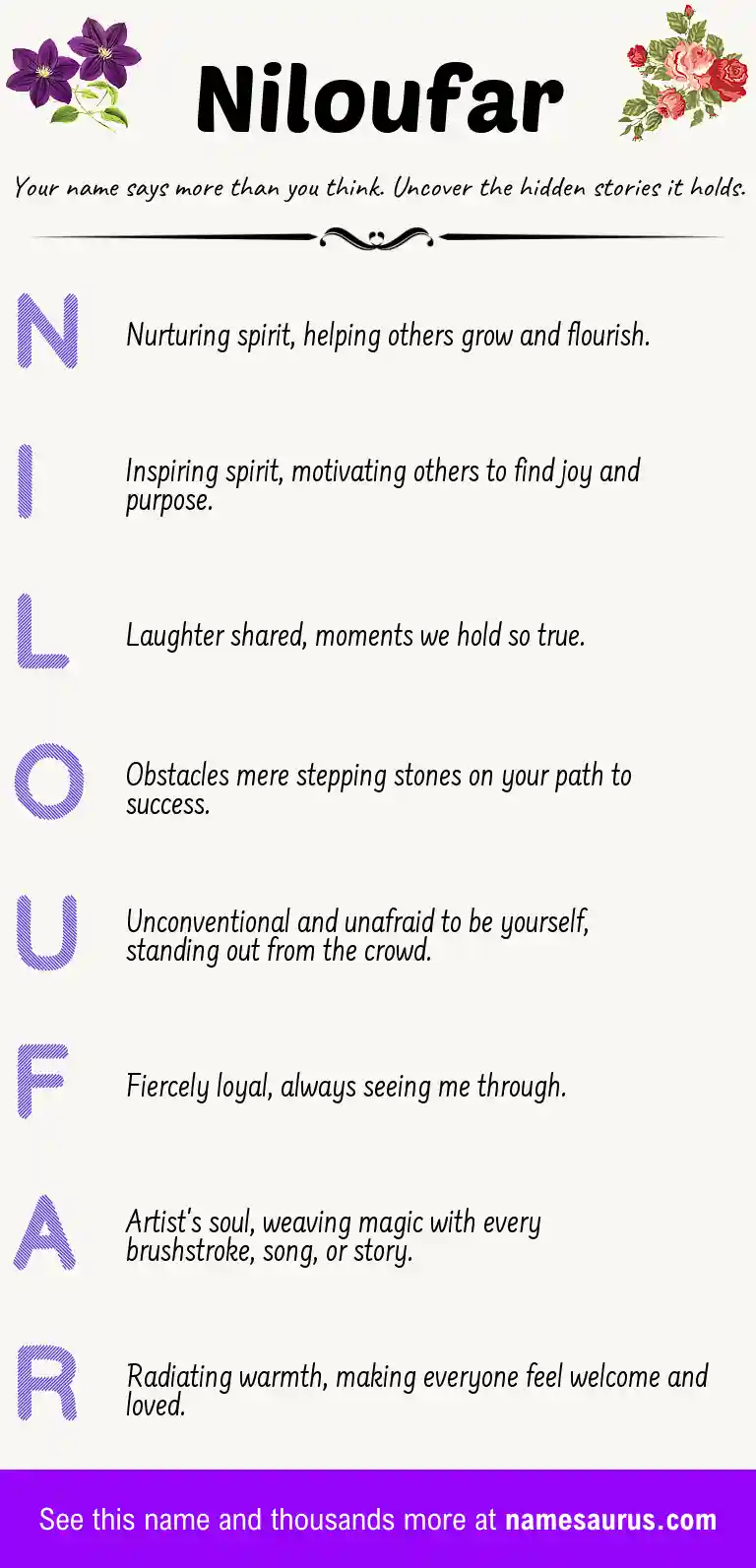 Acrostic poem about Niloufar.