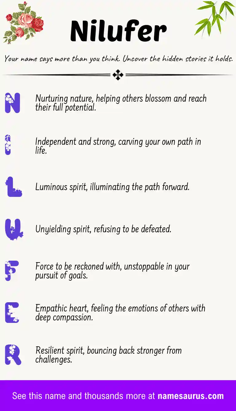 Acrostic poem about Nilufer.