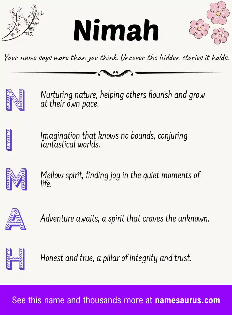 Acrostic poem about Nimah.