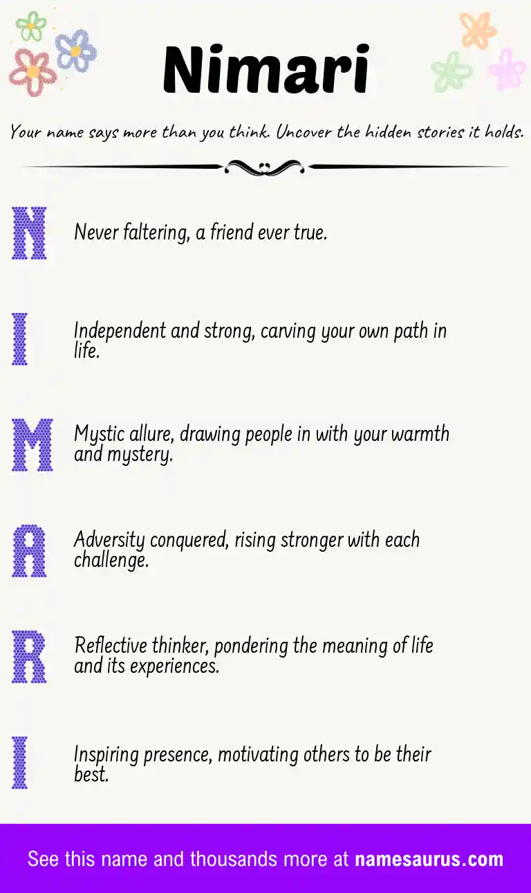 Acrostic poem about Nimari.