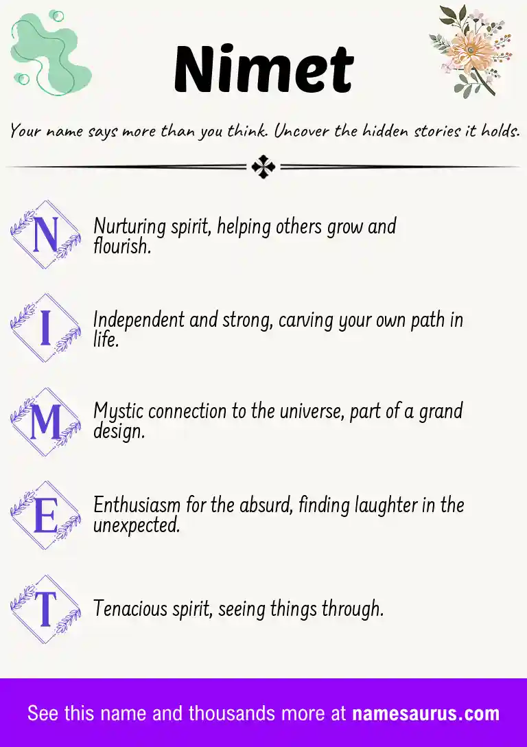 Acrostic poem about Nimet.