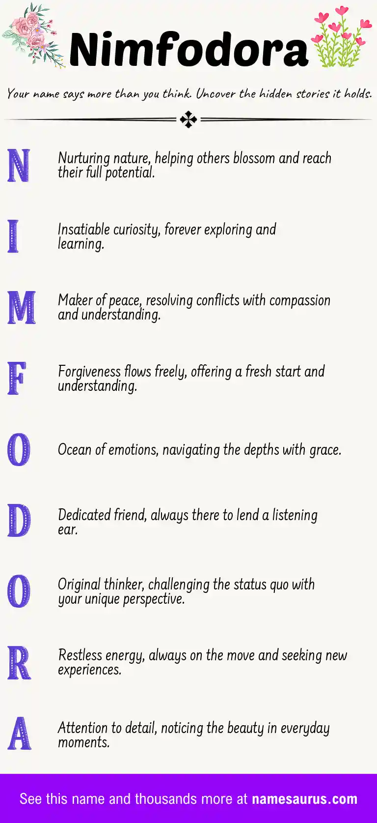 Acrostic poem about Nimfodora.
