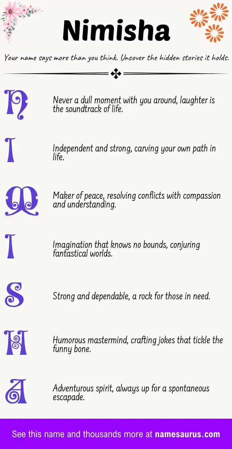 Acrostic poem about Nimisha.